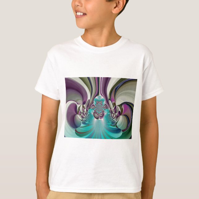 Snygg Angelic Lila och cyan Abstrakt Print T-shirt (Framsida)