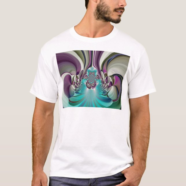 Snygg Angelic Lila och cyan Abstrakt Print Tee (Framsida)
