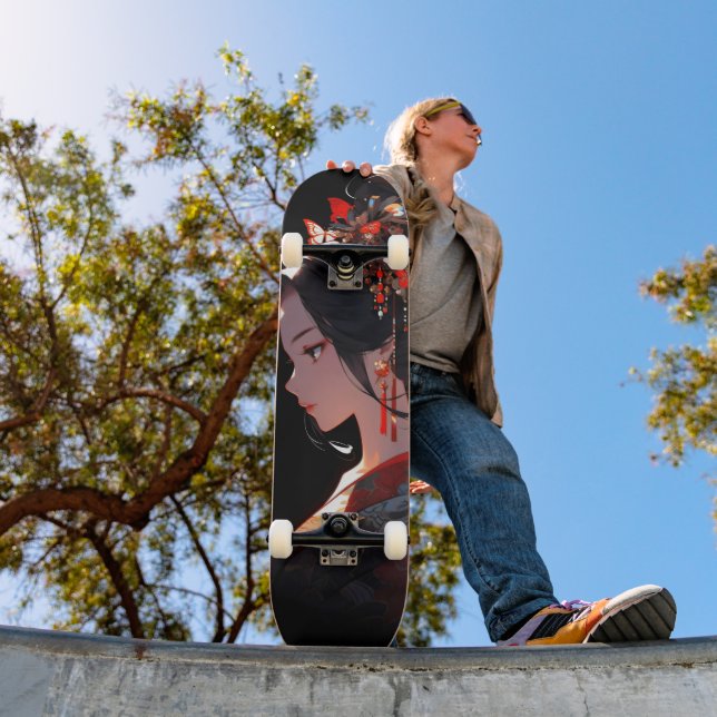 Snygg Anime Geisha Mini Skateboard Bräda 18,5 Cm (Utomhus 1)