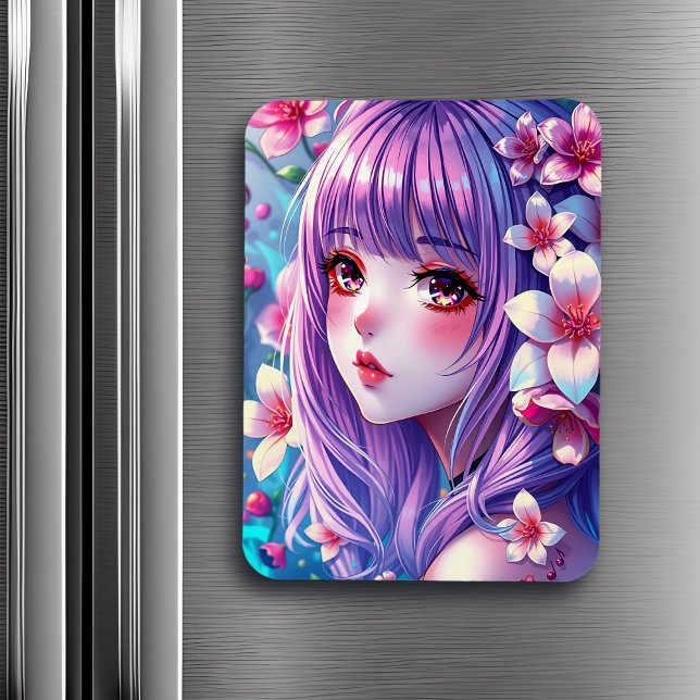 Snygg Anime Girl med Lila Hair Magnet (Skapare uppladdad)