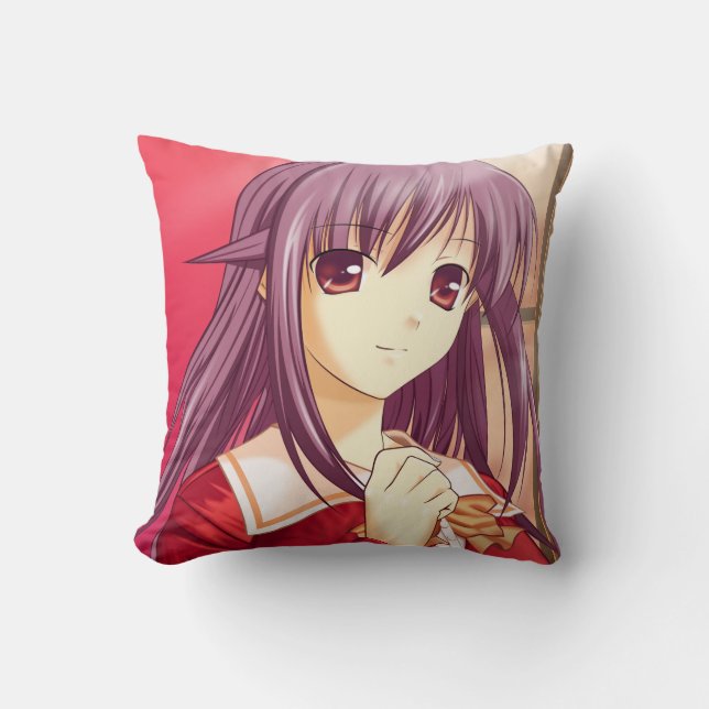 Snygg animeflicka Reversibel Kudde (Framsida)