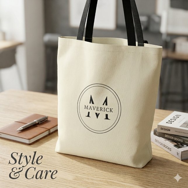 Snygg anpassad initial namns vardagstössa tygkasse (Stylish Custom Initial Name Everyday Tote Bag)