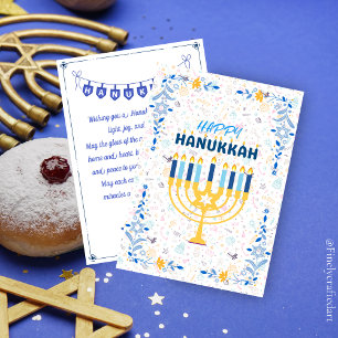 Snygg Anpassningsbar Message Blue Lycklig Hanukkah Julkort