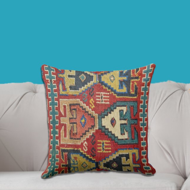 Snygg Antique Tribal Kilim Stil Matta Design Kudde (Skapare uppladdad)