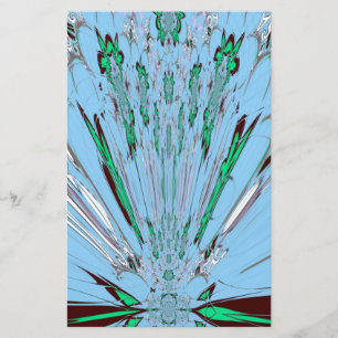 Snygg Aqua Blue Blommigt Motif Art Brevpapper
