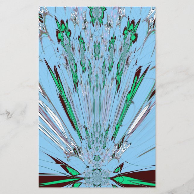 Snygg Aqua Blue Blommigt Motif Art Brevpapper (Framsida)