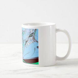 Snygg Aqua Blue Blommigt Motif Art Kaffemugg