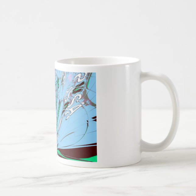 Snygg Aqua Blue Blommigt Motif Art Kaffemugg (Höger)