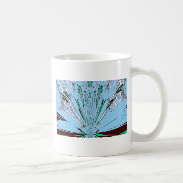 Snygg Aqua Blue Blommigt Motif Art Kaffemugg (Höger)
