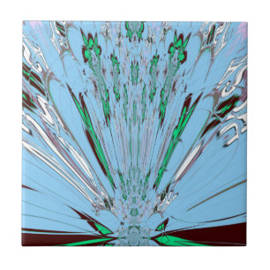 Snygg Aqua Blue Blommigt Motif Art Kakelplatta