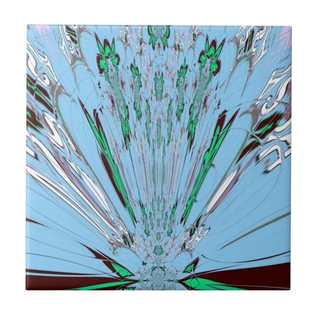 Snygg Aqua Blue Blommigt Motif Art Kakelplatta (Framsidan)