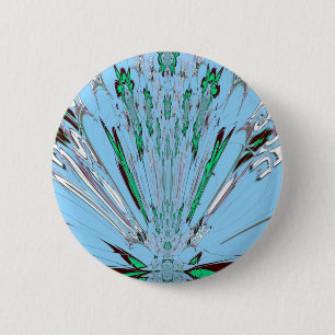 Snygg Aqua Blue Blommigt Motif Art Knapp