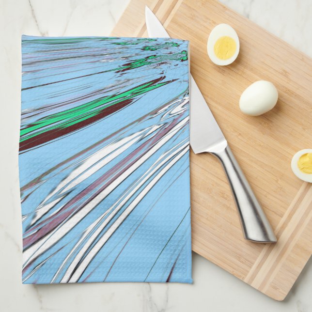 Snygg Aqua Blue Blommigt Motif Art Kökshandduk (Vikt i Fjärdedel)