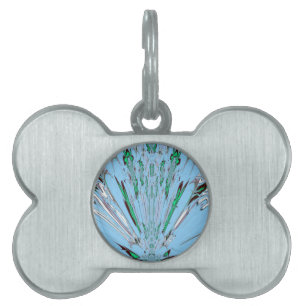 Snygg Aqua Blue Blommigt Motif Art Namnbricka Husdjur