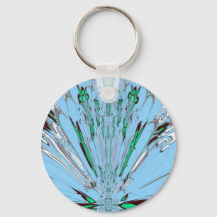 Snygg Aqua Blue Blommigt Motif Art Nyckelring