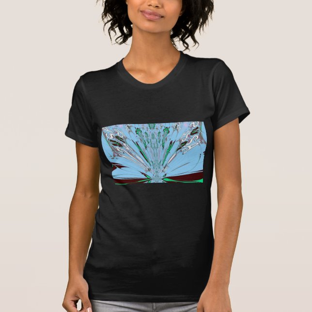 Snygg Aqua Blue Blommigt Motif Art T-shirt (Framsida)