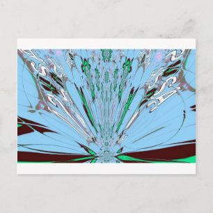 Snygg Aqua Blue Blommigt Motif Art Vykort