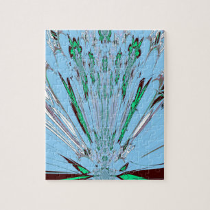 Snygg Aqua Blue fantastisk Blommigt Motif de Pussel