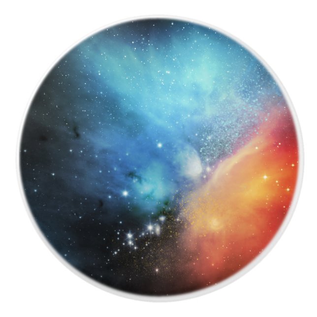 Snygg Aqua Orange Space Galaxy Universe Knopp (Framsidan)