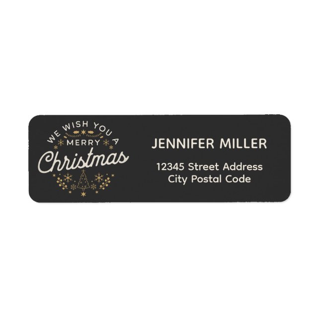 Snygg årgång - juldesign returadress etikett (Framsidan)