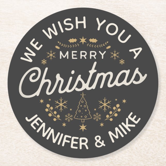 Snygg årgång - juldesign underlägg papper rund (Framsidan)