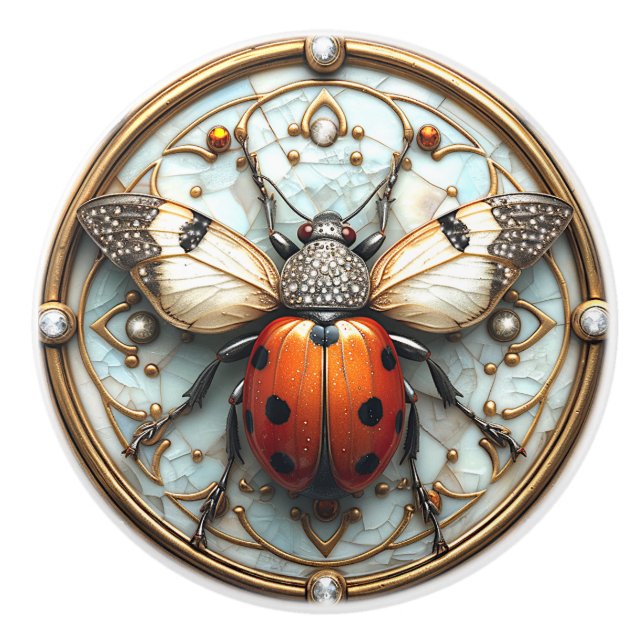 Snygg, Art Deco Ladybug Knopp (Framsidan)