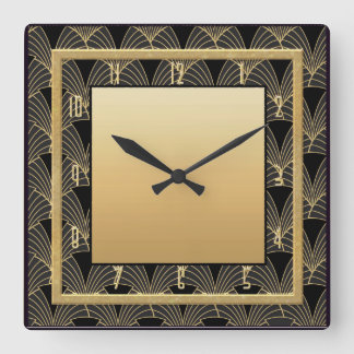 Snygg Art Deco Patterned Fyrkantig Klocka