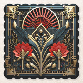 Snygg Art Deco Red Guld Black Underlägg Papper