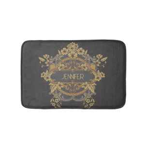 Snygg Art nouveau-design med blommor Badrumsmatta