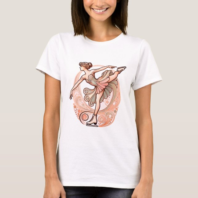 Snygg Art nouveau Ice Skater Kvinnor i T-Shirt (Framsida)