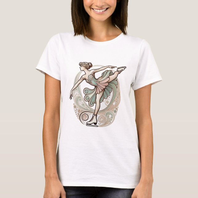 Snygg Art nouveau Ice Skater Kvinnor i T-Shirt (Framsida)