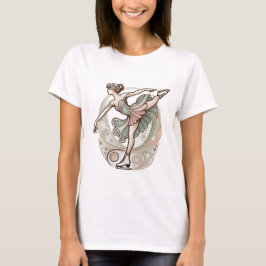 Snygg Art nouveau Ice Skater Kvinnor i T-Shirt
