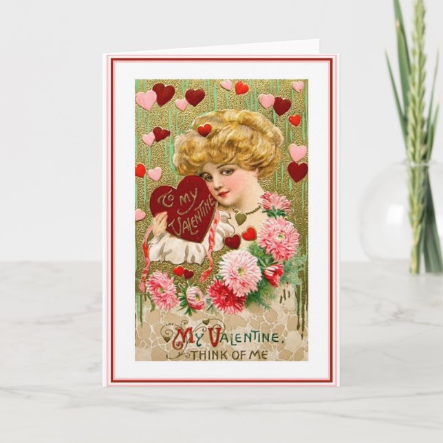 Snygg Art nouveau Valentine Helgkort (Framsida)