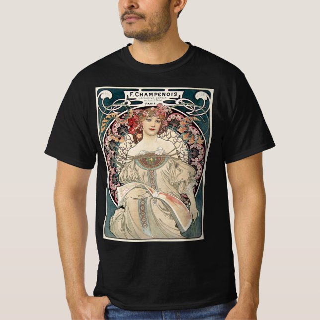 Snygg Art nouveau Woman i Paris T Shirt (Framsida)