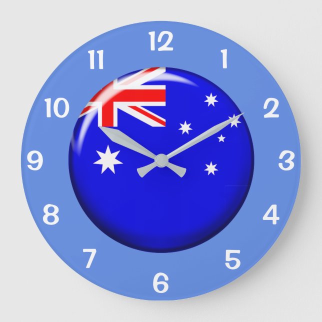 Snygg Australian Button Flagga Wall Clock Stor Klocka (Framsida)