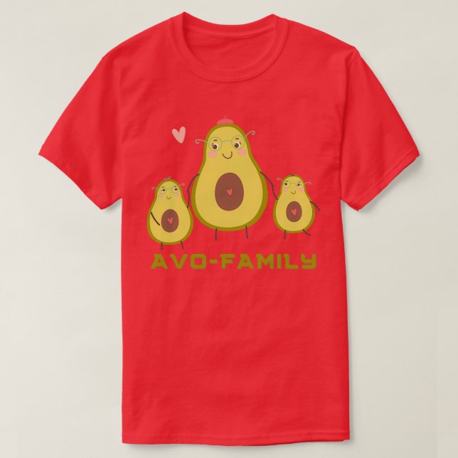 Snygg Avocado-familj T Shirt (Design framsida)