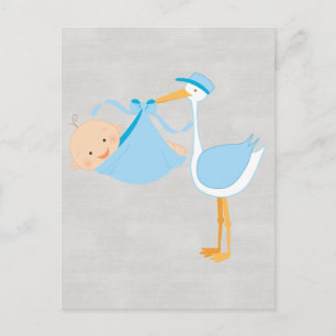 Snygg Baby blue Stork, det är en pojke! Vykort
