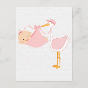 Snygg Baby Rosa Stork, det är en flicka! Meddelande Vykort