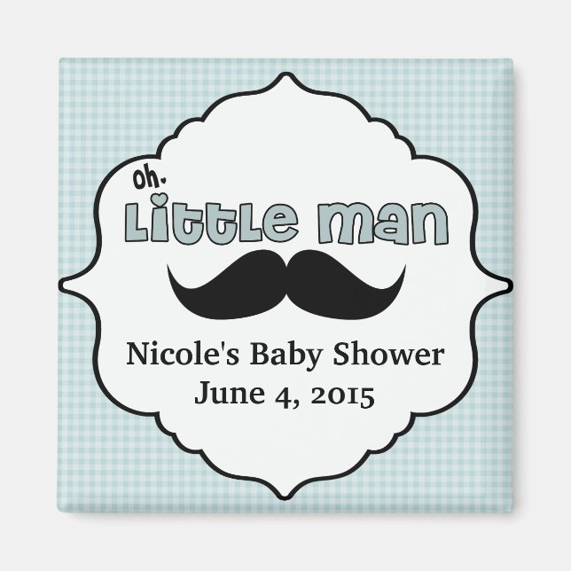Snygg Baby Shower Little Man Mustache Magnet (Framsidan)