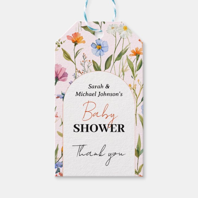 Snygg babyskal för Blommigt Presentetikett (Framsidan)