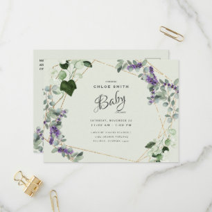 Snygg babystövel för lavender Foliage Inbjudan Vykort