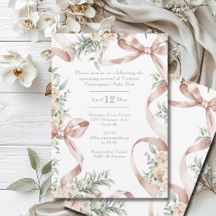 Snygg babystövel för Rosett band och Blommigt Inbjudningar