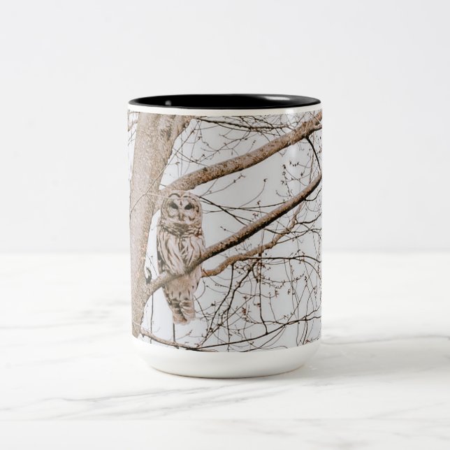 Snygg Barred Uggla Audubon Två-Tonad Mugg (Center)