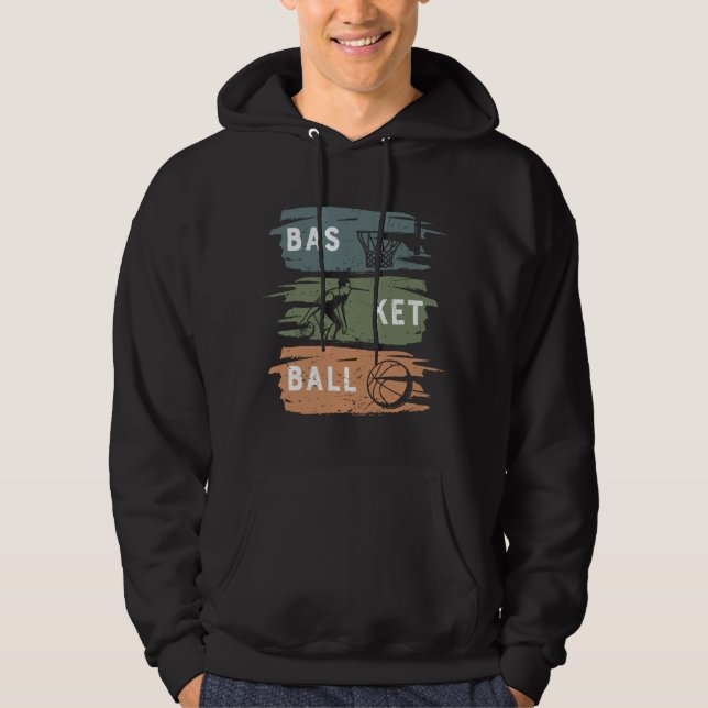 Snygg basketdesign med 3 färger hoodie (Framsida)