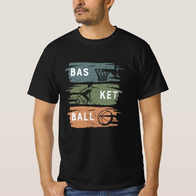 Snygg basketdesign med 3 färger t shirt (Framsida)
