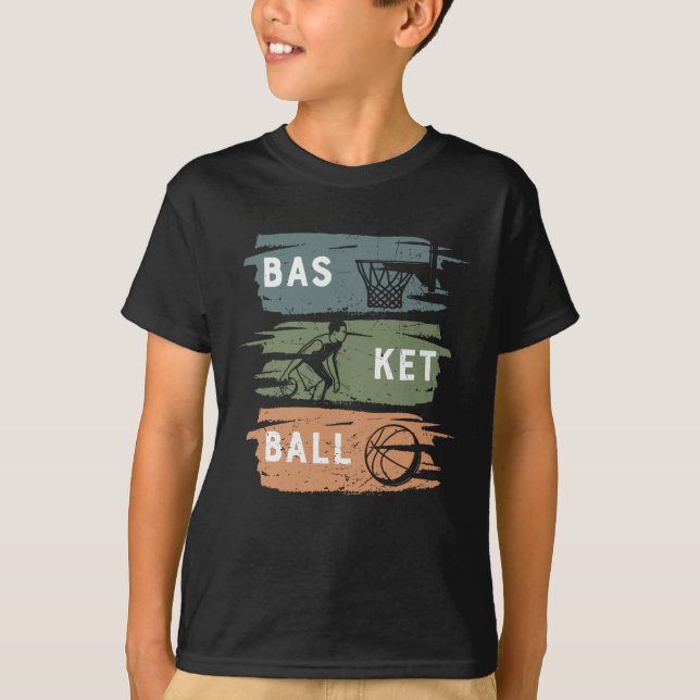 Snygg basketdesign med 3 färger t shirt (Framsida)