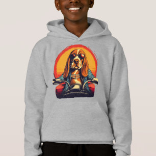 Snygg basset hound motorcyklist i solnedgång t shirt