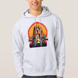 Snygg basset hound motorcyklist i solnedgången hoodie