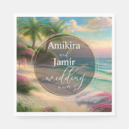 Snygg Beach Background Faux Glitter Bröllop Pappersservett