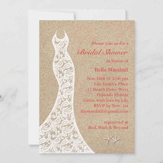 Snygg Beach Inbjudningskort för möhippan i Coral (Framsida)